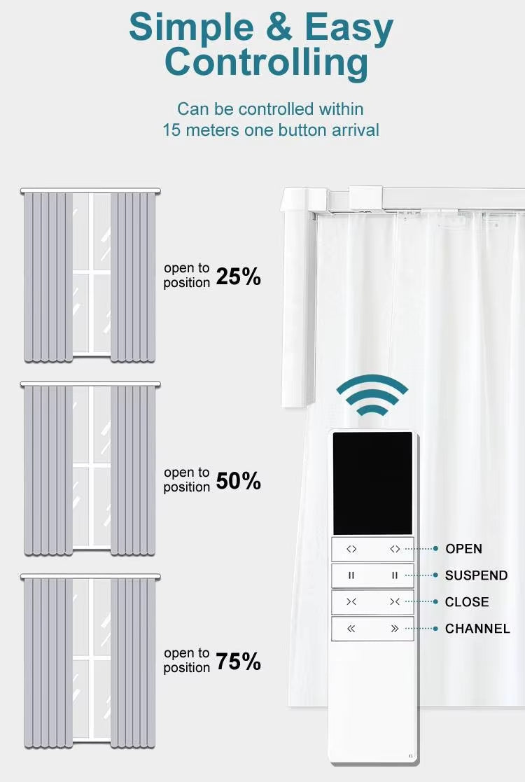 DT82 Electric Curtain Track Length Adjustment Rail Aluminium Remote Control WiFi Curtain Poles for Living Room Model Accessories