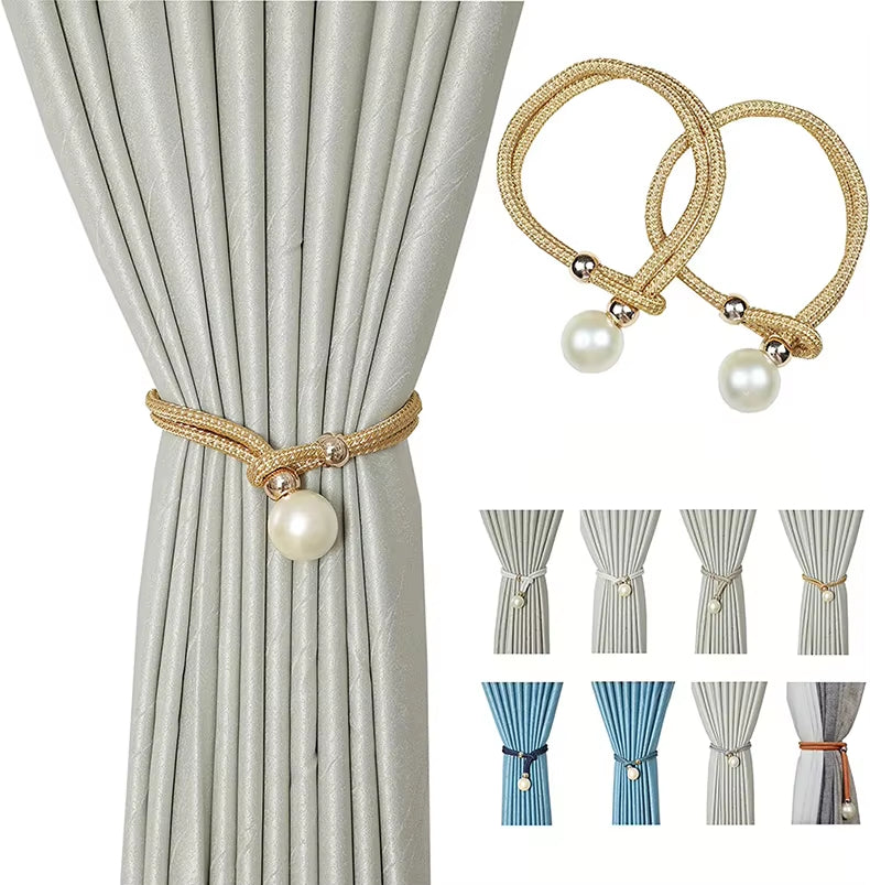 2 Pieces Modern Contemporary Decorative Plastic Accessories Tieback Curtains in Gold