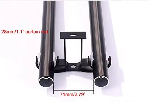 28mm Decorative Heavy Duty White Metal Double Ceiling Mounted Curtain Rod Bracket