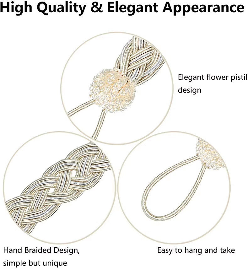 Bedroom Decorative Hand Silk Cloth Nylon Window Curtain Tieback Rope