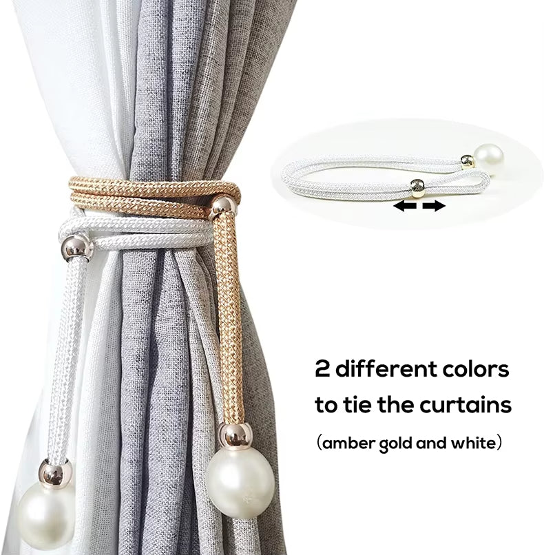 2 Pieces Modern Contemporary Decorative Plastic Accessories Tieback Curtains in Gold