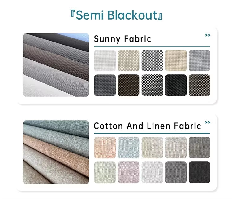 Custom Office Bedroom Modern Electric Motorized Blackout French Window Fabric Shades Built-in Black-for Custom Office Bedroom