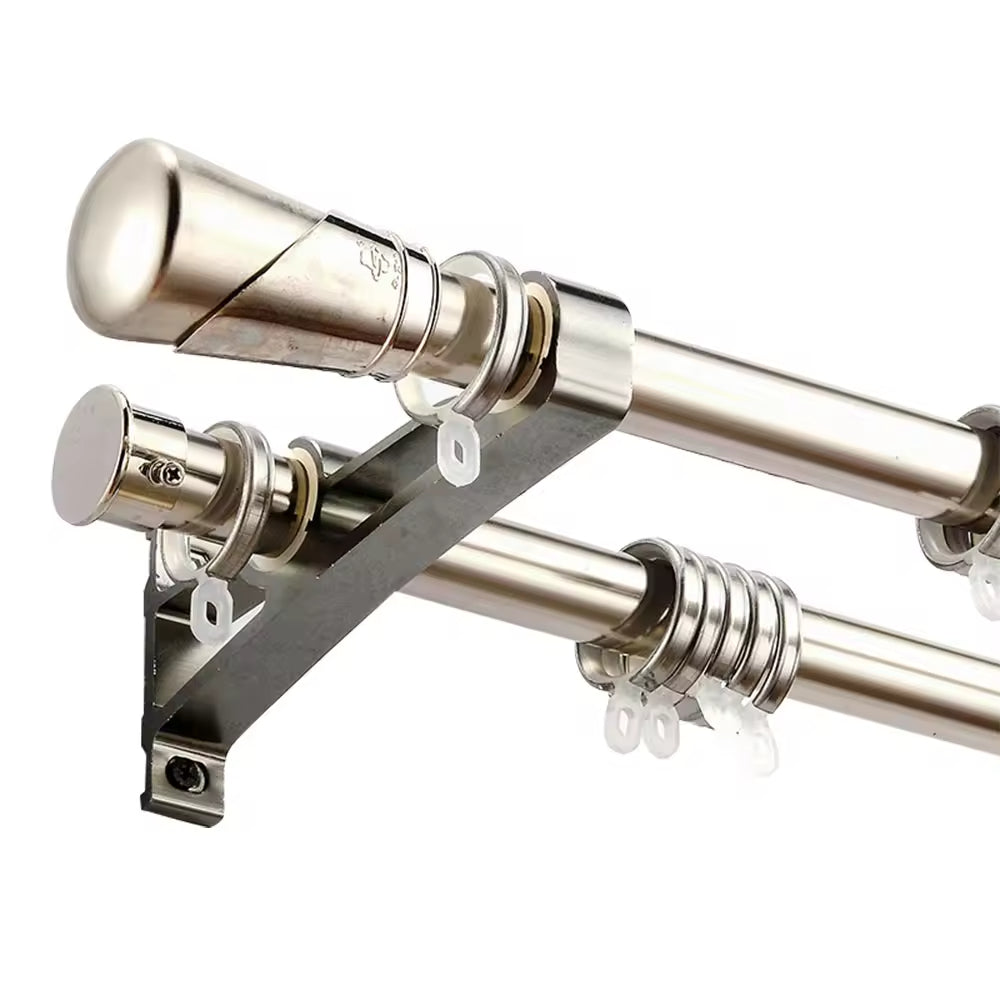 Whole Sales 25mm Metal Stain Nickel Aluminum Double Curtain Rods Set