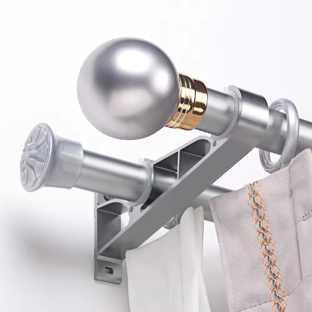 Double Curtain Pole Window Pipe Decorative Aluminum Curtain Rod Sets for Home Decor