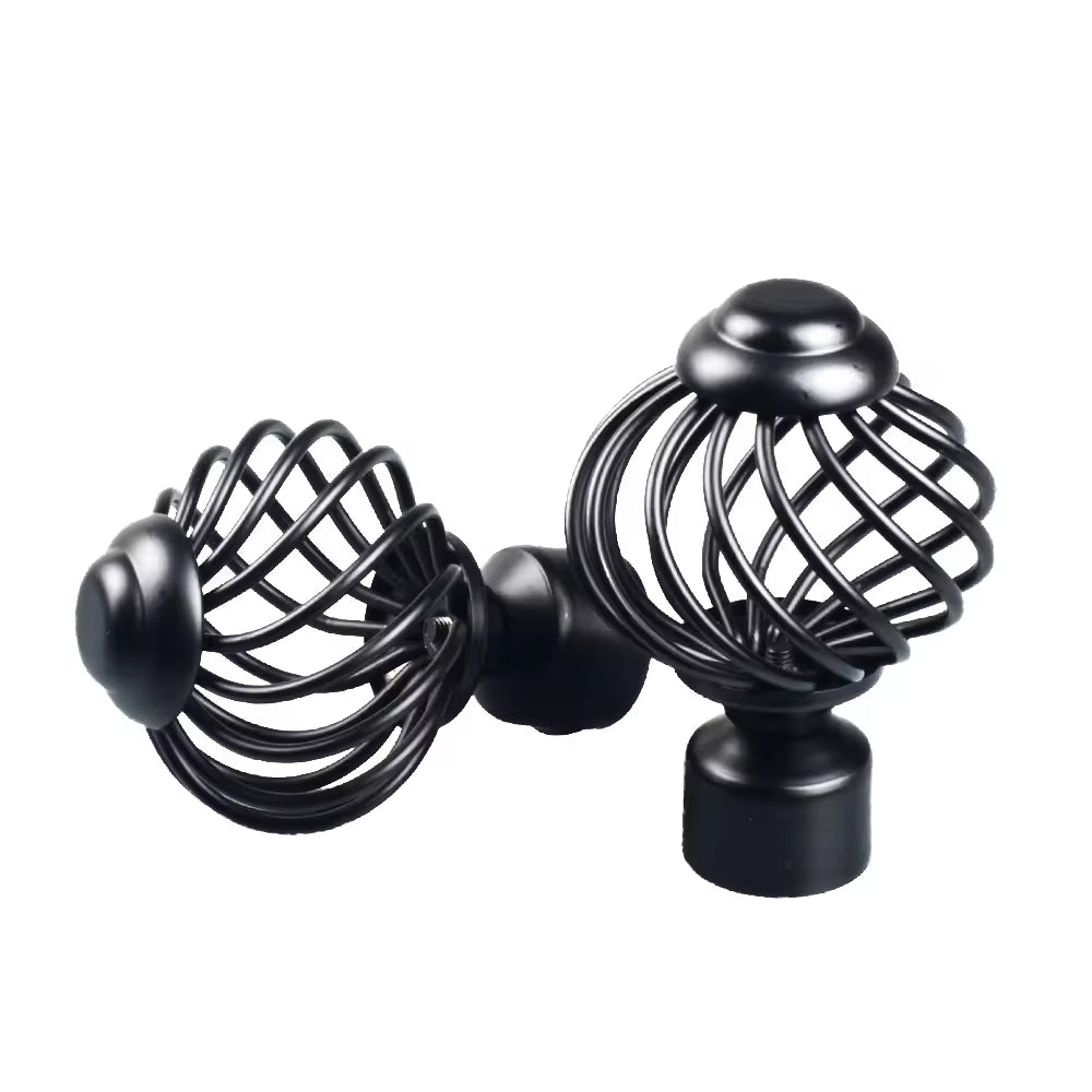28mm Fancy Decor Cone Shaped Rose Gold Wrought Iron Curtain Rod and Finials