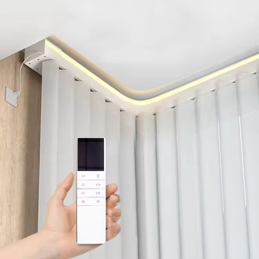 Electric Curtain Rail Track LED Heavy Duty Motorized Curtain Tracks with Remote Control