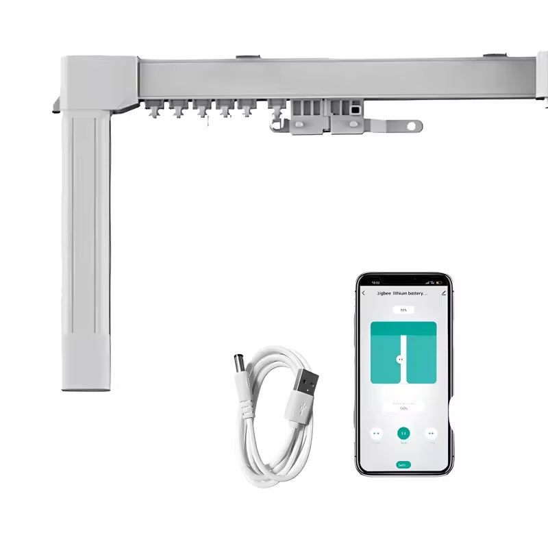 DT82 Electric Curtain Track Length Adjustment Rail Aluminium Remote Control WiFi Curtain Poles for Living Room Model Accessories
