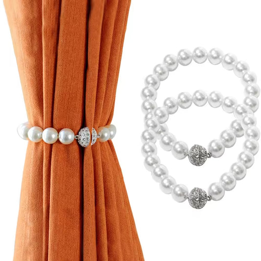Antique White Decoration Magnetic Pearl Curtain Tie Holder Accessories for Curtains