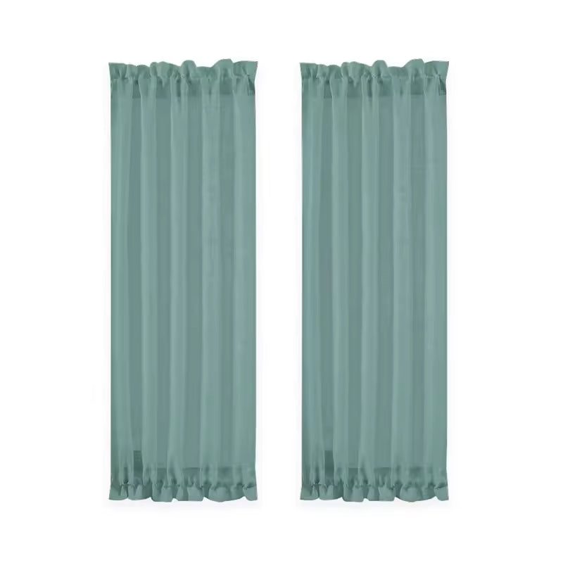 Green Sheer Curtains Semi Transparent French Door Curtain Eco-friendly French Window Curtains