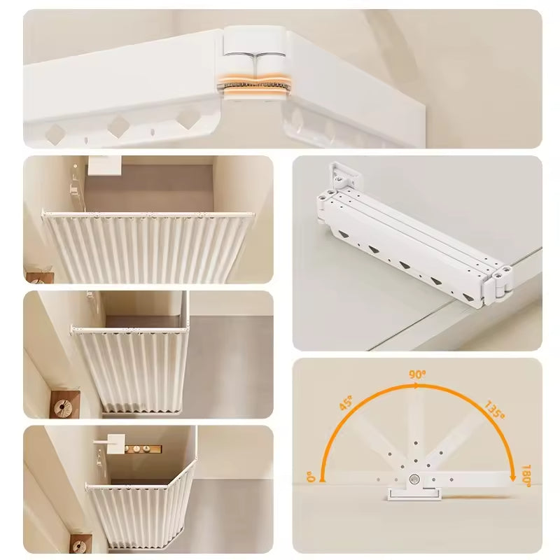 Premium Bathroom Corner Folding Shower Curtain Track Set No Drill Luxury Foldable Shower Curtains