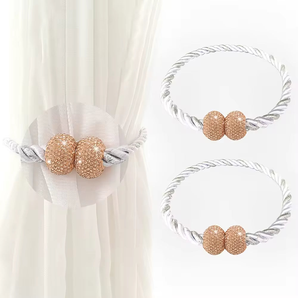 Hotel Decoration Magnetic Curtain Holder Tassel Tiebacks with Beads Plastic Rings 20 Years Professional Curtain Accessories