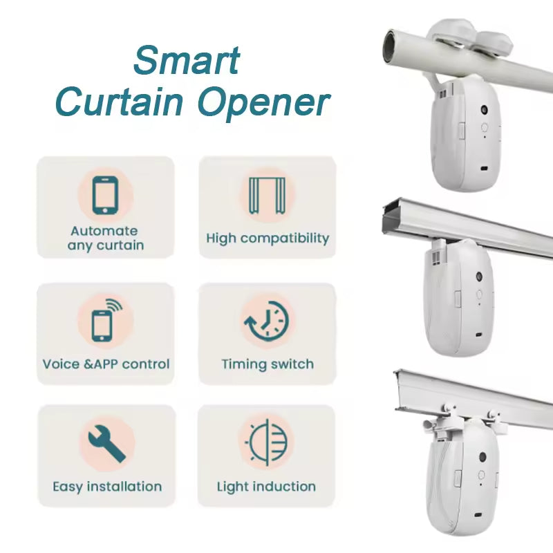 Smart ABS Electronic Curtain Rod Opener Tuya WiFi Automatic Curtain Drivers for Office for Hotels