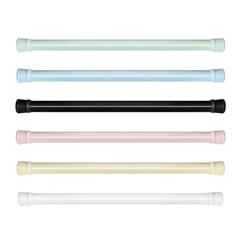 Adjustable Modern & Rustic Style Curtain Rod No Drill Required for Bathroom & Kitchen Made of Metal Plastic Iron Steel Alloy