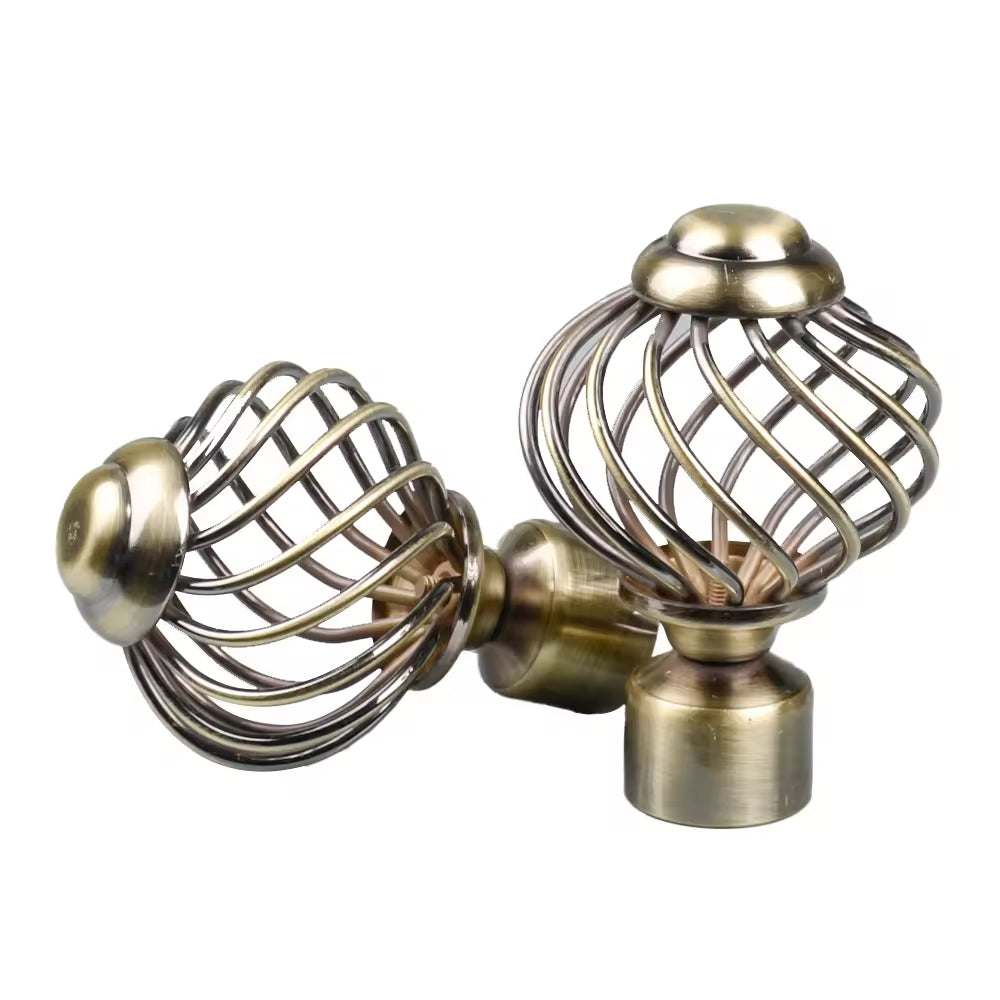 28mm Fancy Decor Cone Shaped Rose Gold Wrought Iron Curtain Rod and Finials