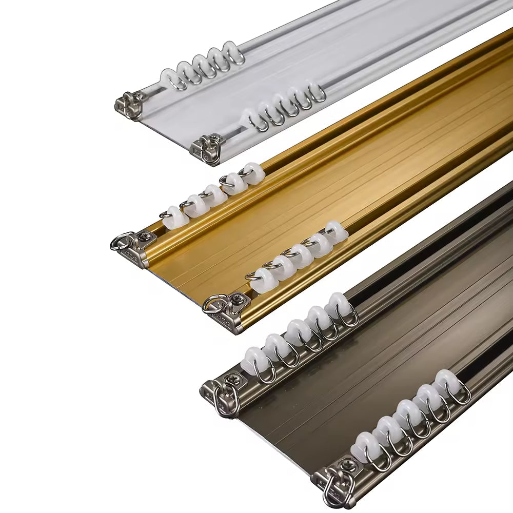 Eco Friendly Ceiling Mounted Curtain Railing Heavy Duty Double Aluminium Alloy Curtain Track Rail