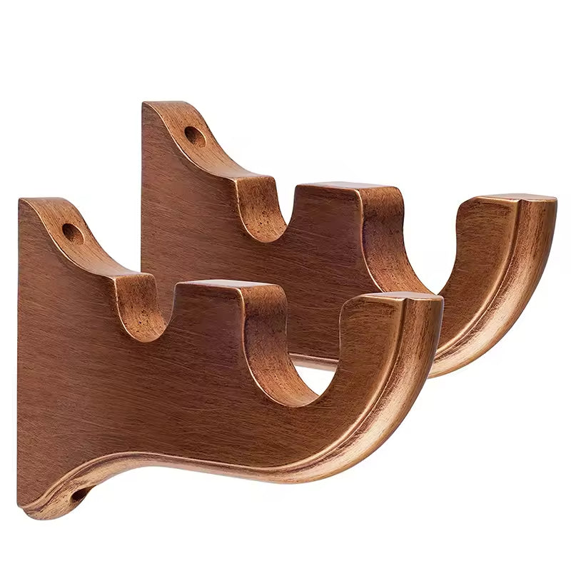 35mm Decorative Wall Mounted Heavy Duty Double Wooden Curtain Rod Bracket