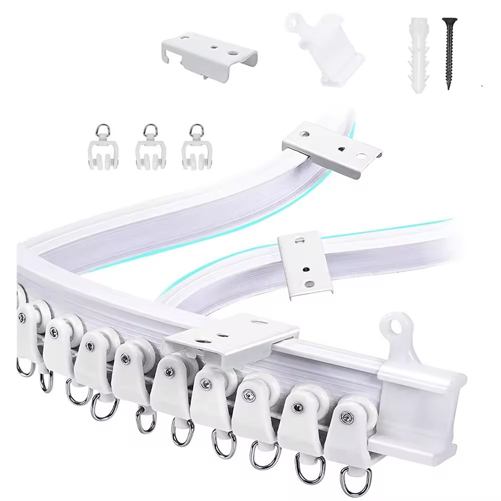 3M PVC Flexible Ceiling Curtain Rail Set | Noise-Free Sliding Design (Home & Commercial Use)