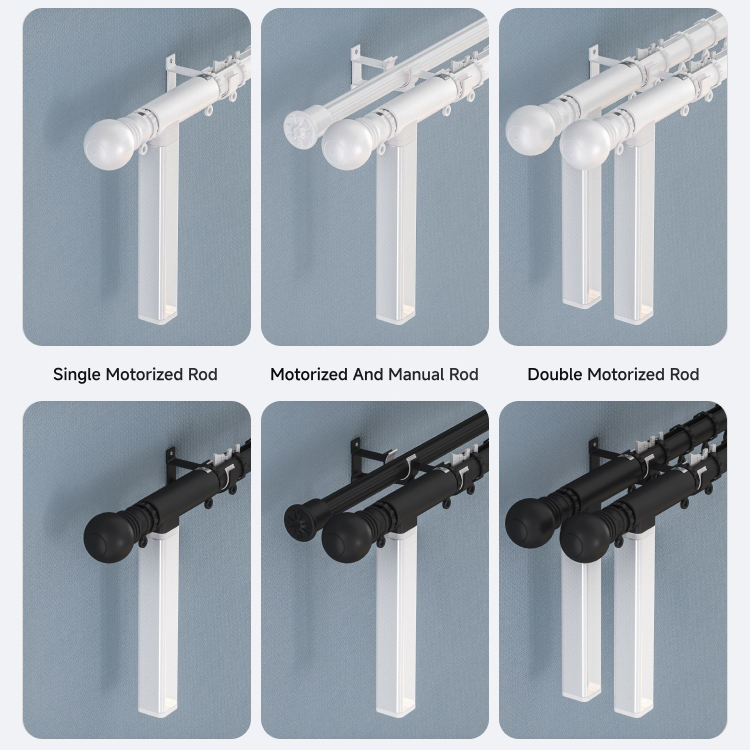 Aluminum Curtain Rods Set 28mm Electric Tuya Wifi Remote Control Smart Curtain Rod