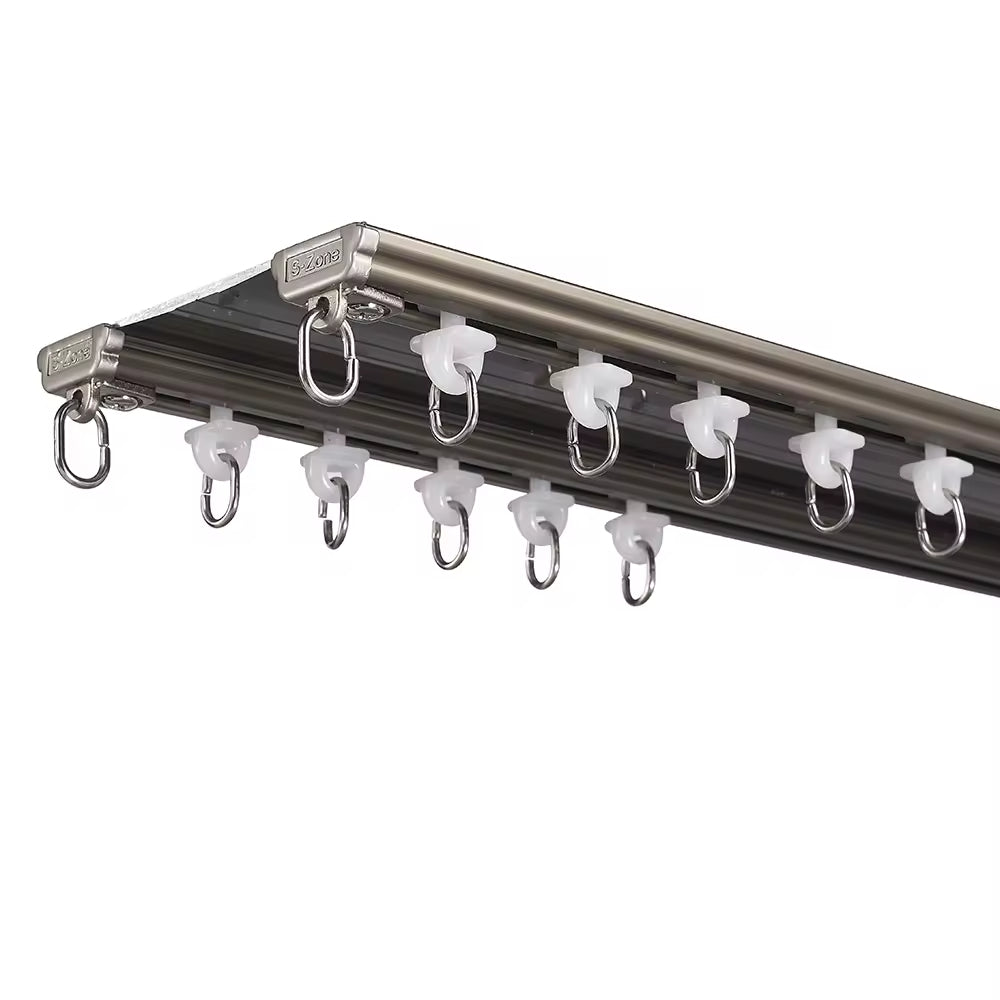 Eco Friendly Ceiling Mounted Curtain Railing Heavy Duty Double Aluminium Alloy Curtain Track Rail