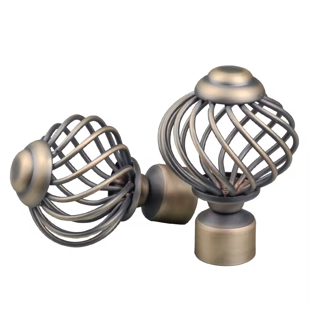 28mm Fancy Decor Cone Shaped Rose Gold Wrought Iron Curtain Rod and Finials