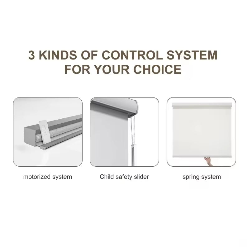 Custom Office Blackout Roller Shades Polyester Spring Control Roller Blinds for Window