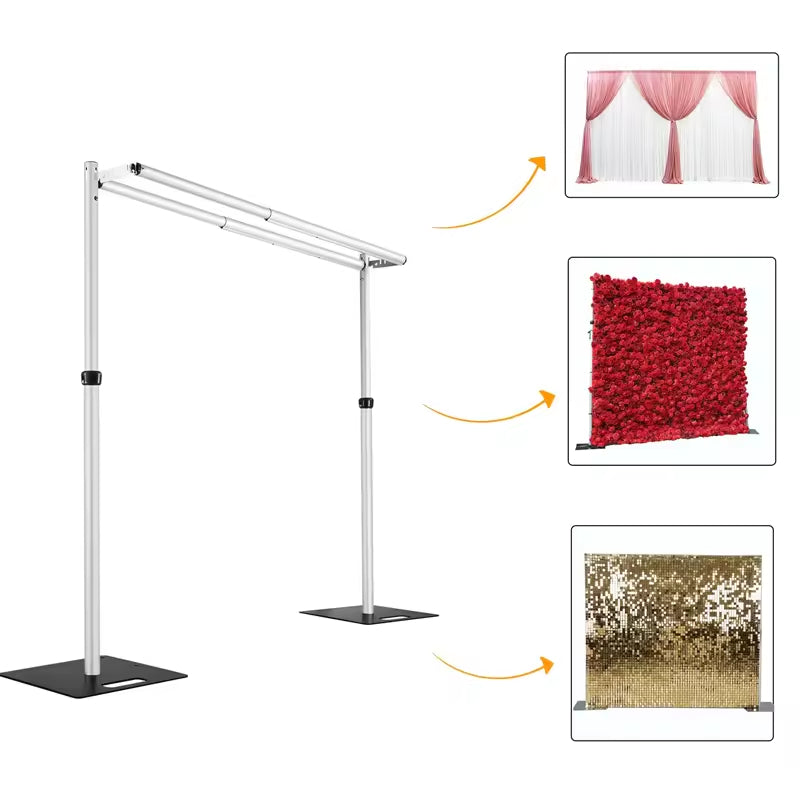 Heavy Duty Double Crossbar Pipe Drape Kit with AdjustableBackdrop Stand Wedding Decor for Parties Birthdays-Minimum Order One