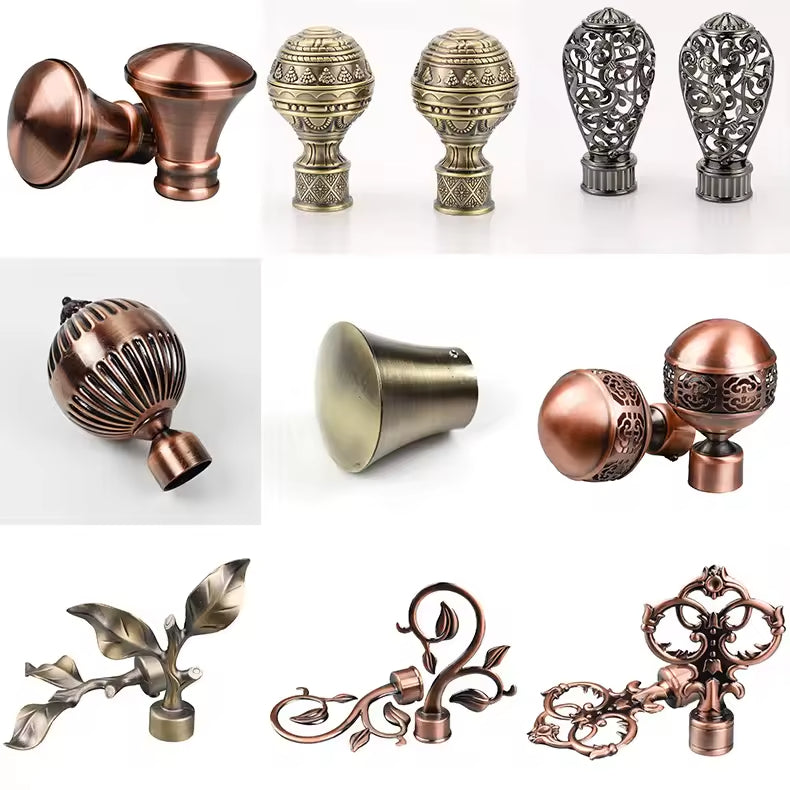 28mm Different Types Y Rose Gold Metal Curtain Rod Finials for Curtain Rods