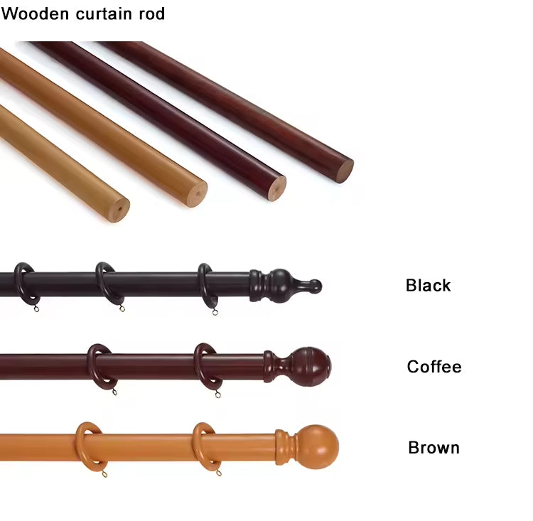 Foshan Fitting Room Wooden Roman Curtain Pole Rod Set with Brackets