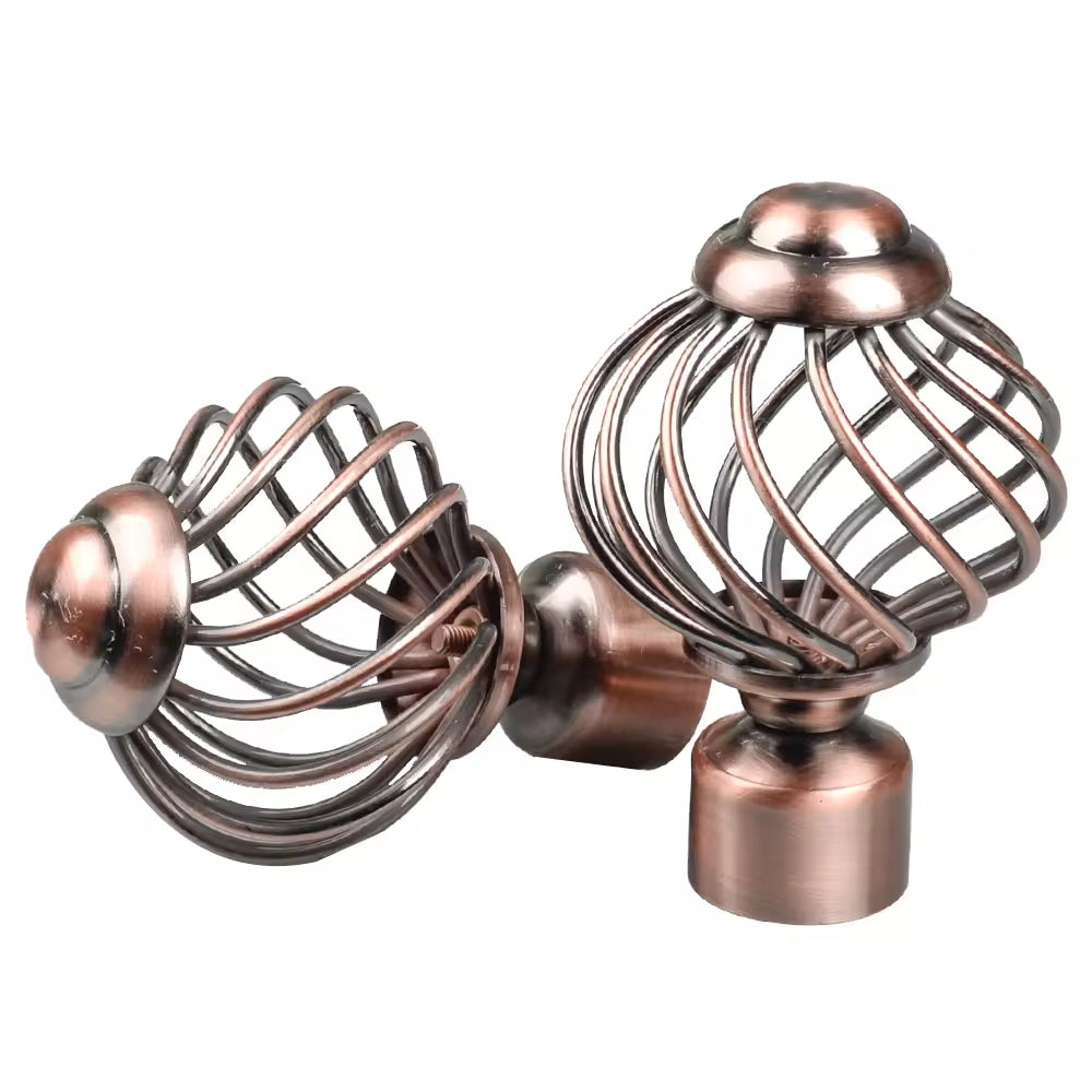 28mm Fancy Decor Cone Shaped Rose Gold Wrought Iron Curtain Rod and Finials