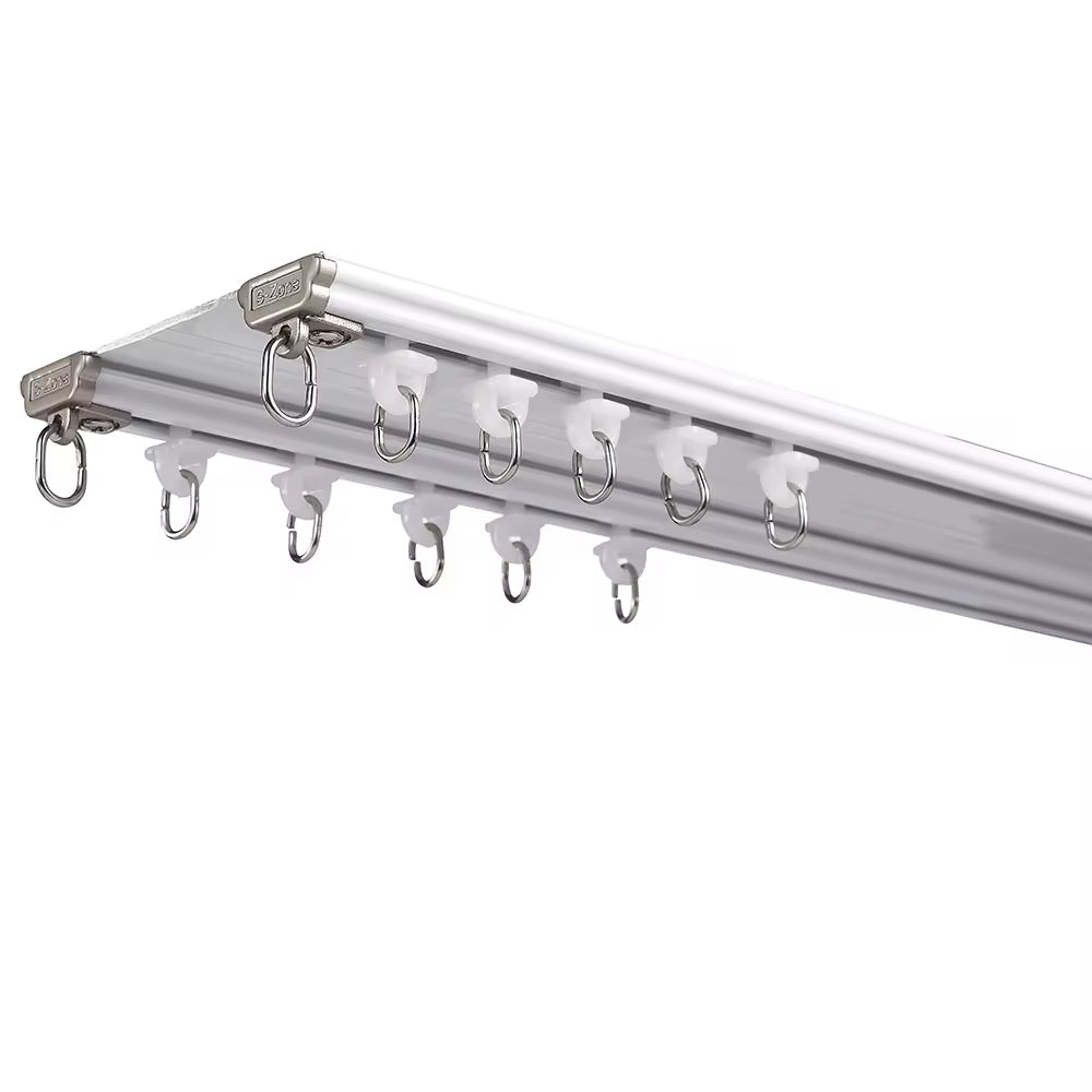 Eco Friendly Ceiling Mounted Curtain Railing Heavy Duty Double Aluminium Alloy Curtain Track Rail