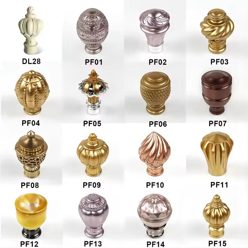 28mm Different Types Y Rose Gold Metal Curtain Rod Finials for Curtain Rods