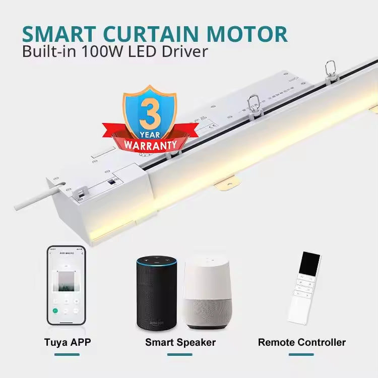 Electric Curtain Rail Track LED Heavy Duty Motorized Curtain Tracks with Remote Control