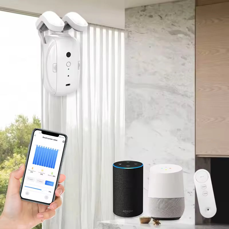 Smart ABS Electronic Curtain Rod Opener Tuya WiFi Automatic Curtain Drivers for Office for Hotels