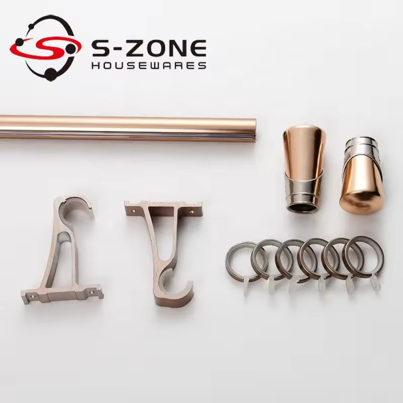 Whole Sales 25mm Metal Stain Nickel Aluminum Double Curtain Rods Set