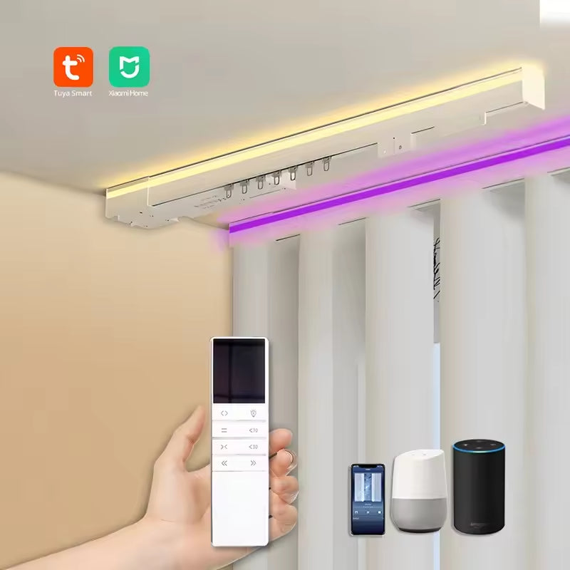 Electric Curtain Rail Track LED Heavy Duty Motorized Curtain Tracks with Remote Control