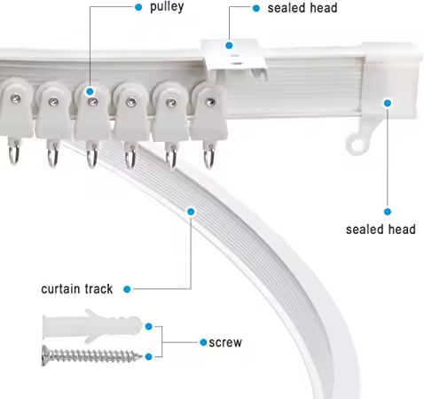 White PVC Heavy Duty Curtain Track Hospital Bed Curtains Rails Plastic Curtain Rail
