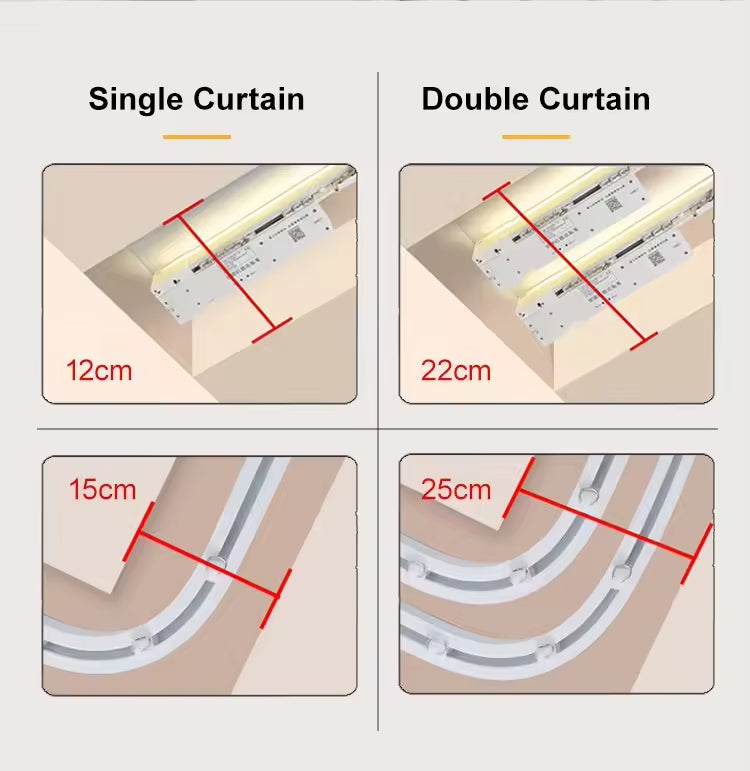 Electric Curtain Rail Track LED Heavy Duty Motorized Curtain Tracks with Remote Control