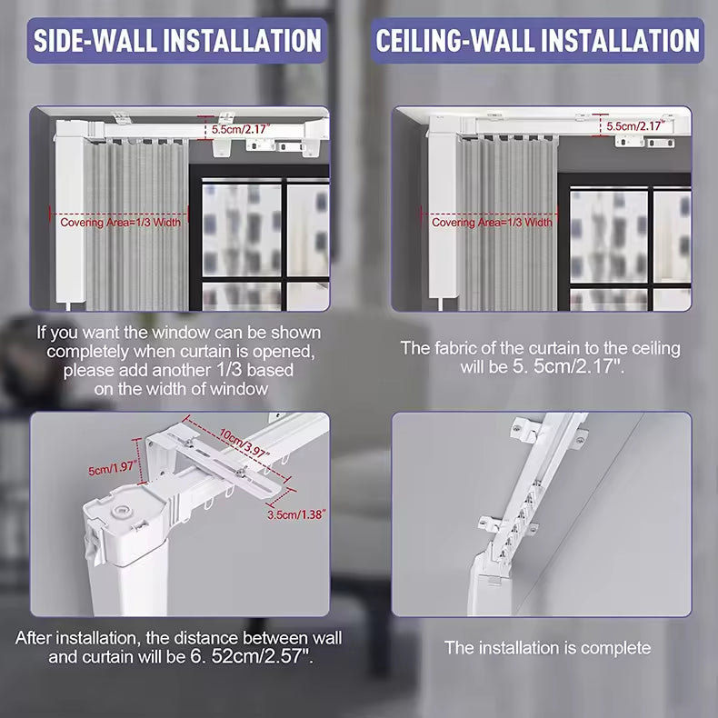 Electronic Curtain Track System Remote Control Automation Smart Curtain Rail