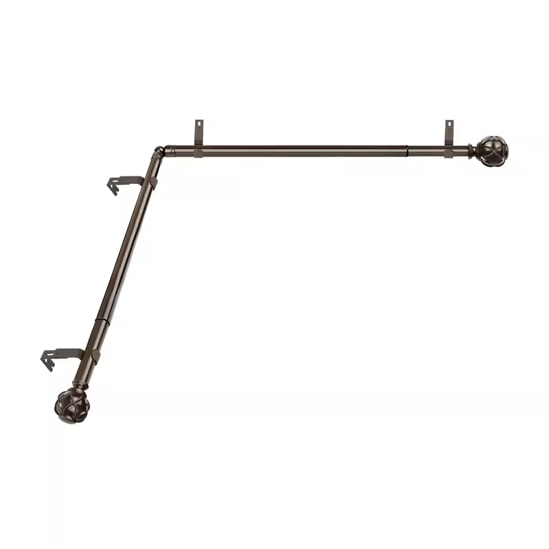 Extendable Tension Bronze Bending Curtain Rod Metal Telescopic Shower Rod Corner Curtain Rod for Bay Window
