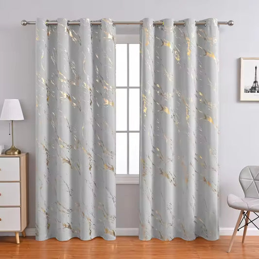 High Quality Marble Floral Pattern Blackout Curtains Woven Fabric Pleated Hook for Bedroom Living Room Balcony Office Home Decor