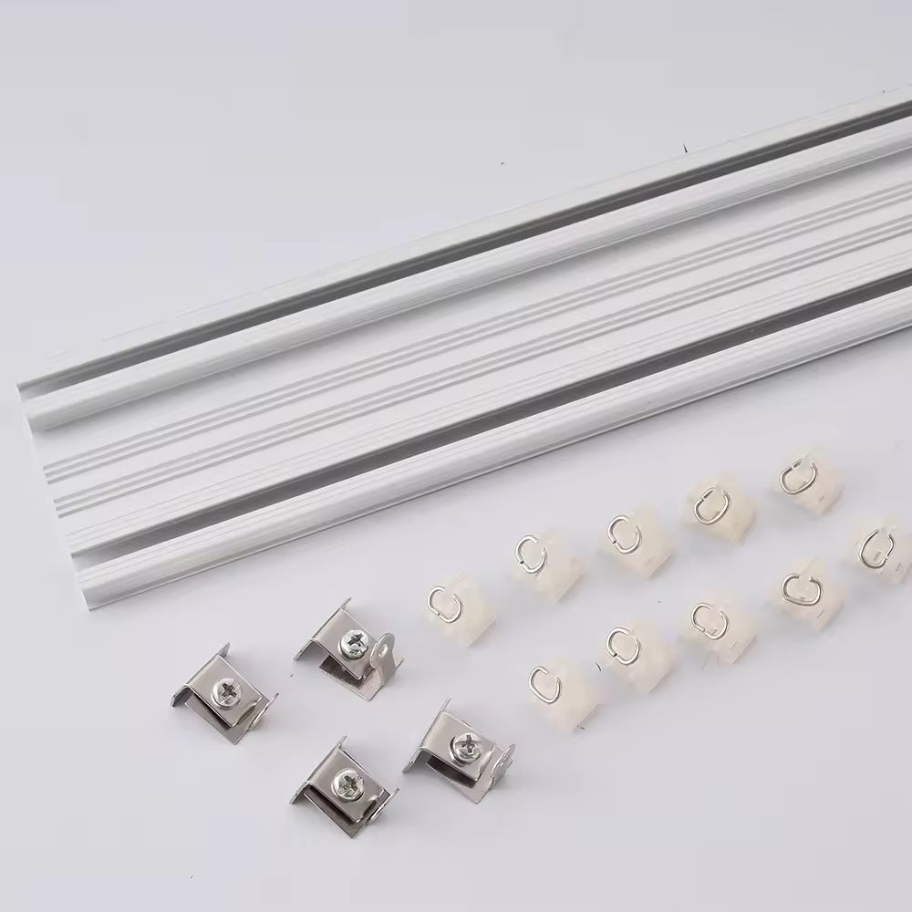 Eco Friendly Ceiling Mounted Curtain Railing Heavy Duty Double Aluminium Alloy Curtain Track Rail