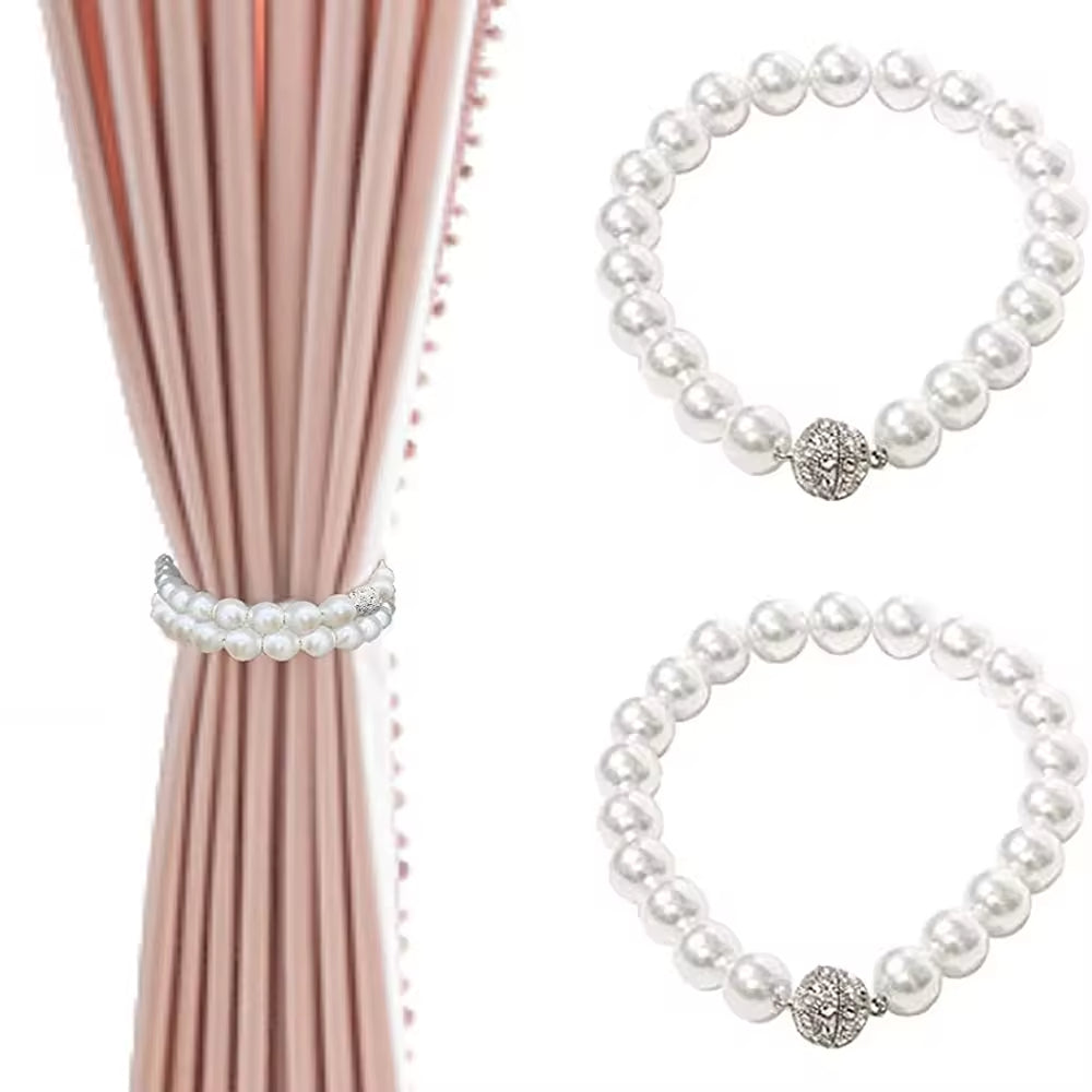 Antique White Decoration Magnetic Pearl Curtain Tie Holder Accessories for Curtains