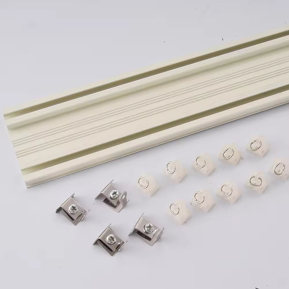 Eco Friendly Ceiling Mounted Curtain Railing Heavy Duty Double Aluminium Alloy Curtain Track Rail