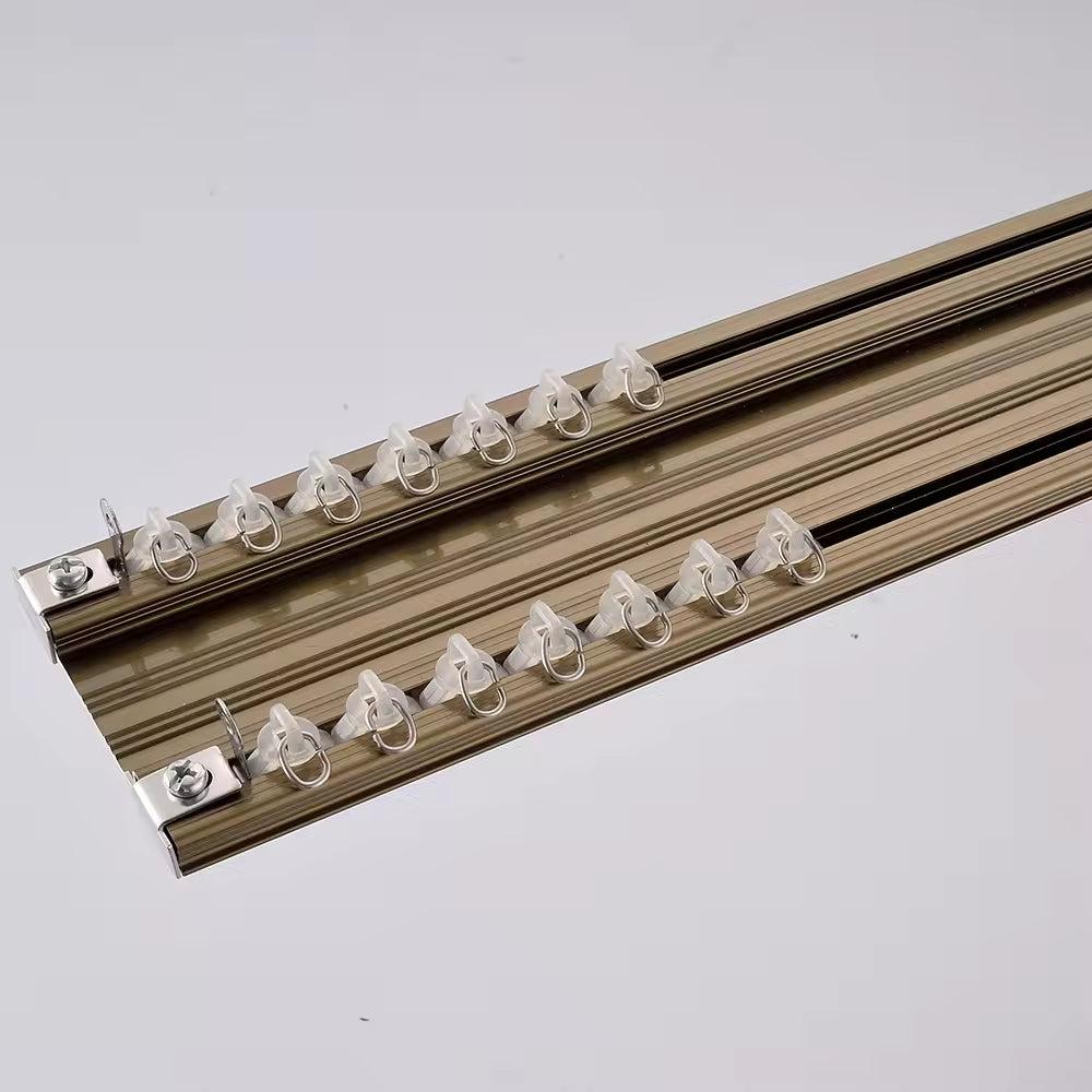 Eco Friendly Ceiling Mounted Curtain Railing Heavy Duty Double Aluminium Alloy Curtain Track Rail