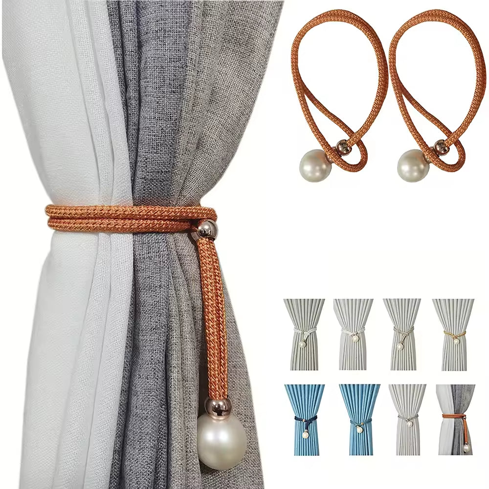 2 Pieces Modern Contemporary Decorative Plastic Accessories Tieback Curtains in Gold