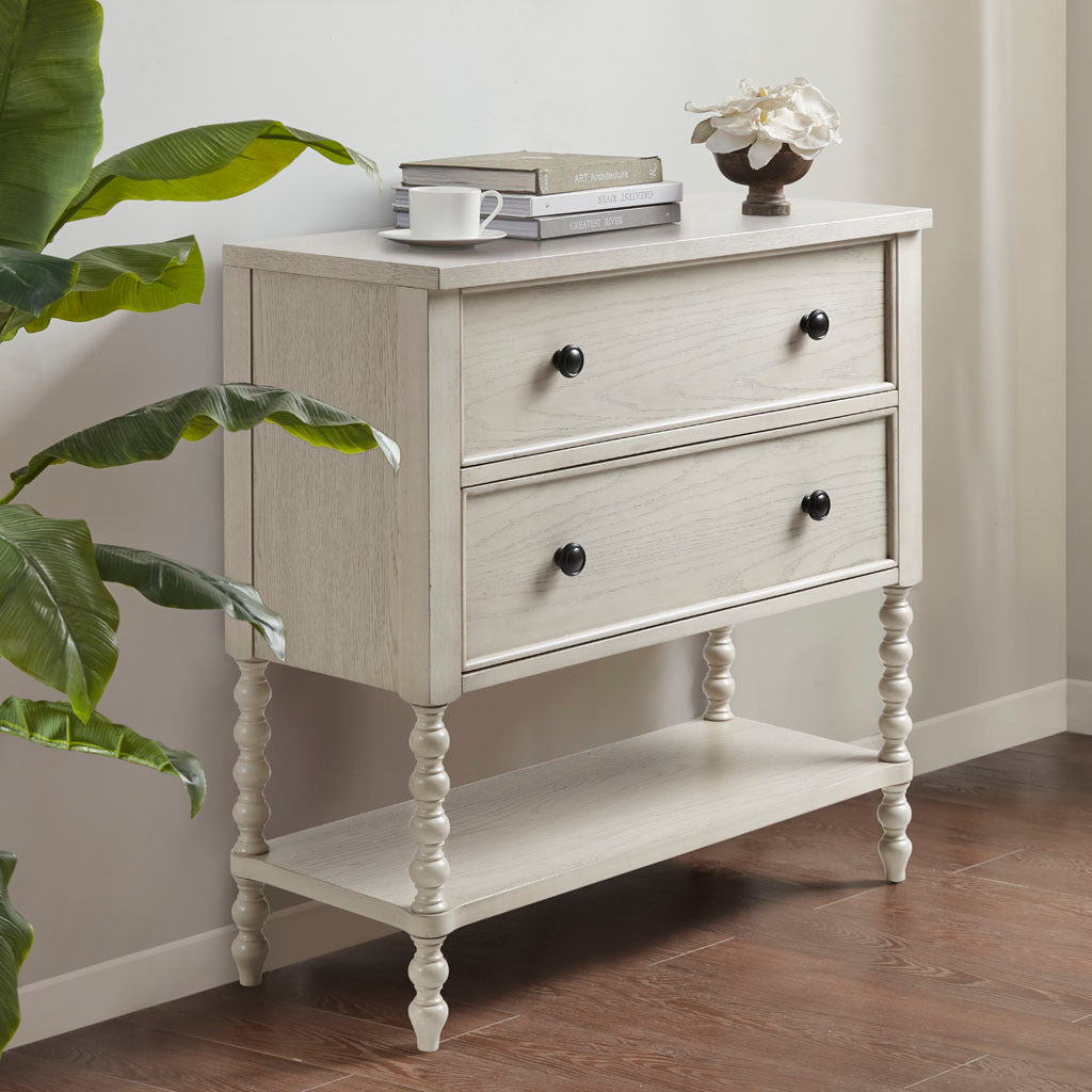 2 Drawer Accent Chest Antique Cream