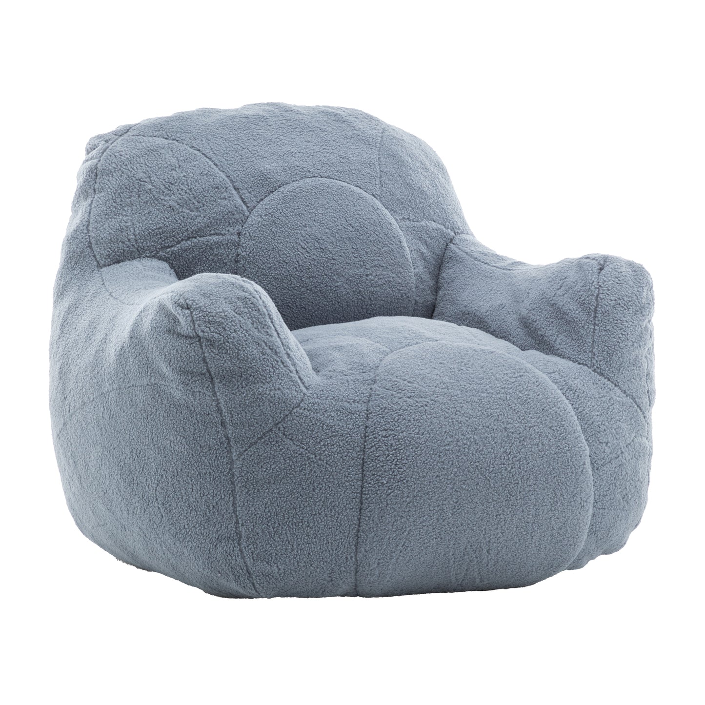 Comfy Bean Bag Chair with Filler, Tufted Memory Foam Sofa in Light Blue Teddy Fabric, Fluffy and Cozy Seating for Dorm, Apartment, or Living Room