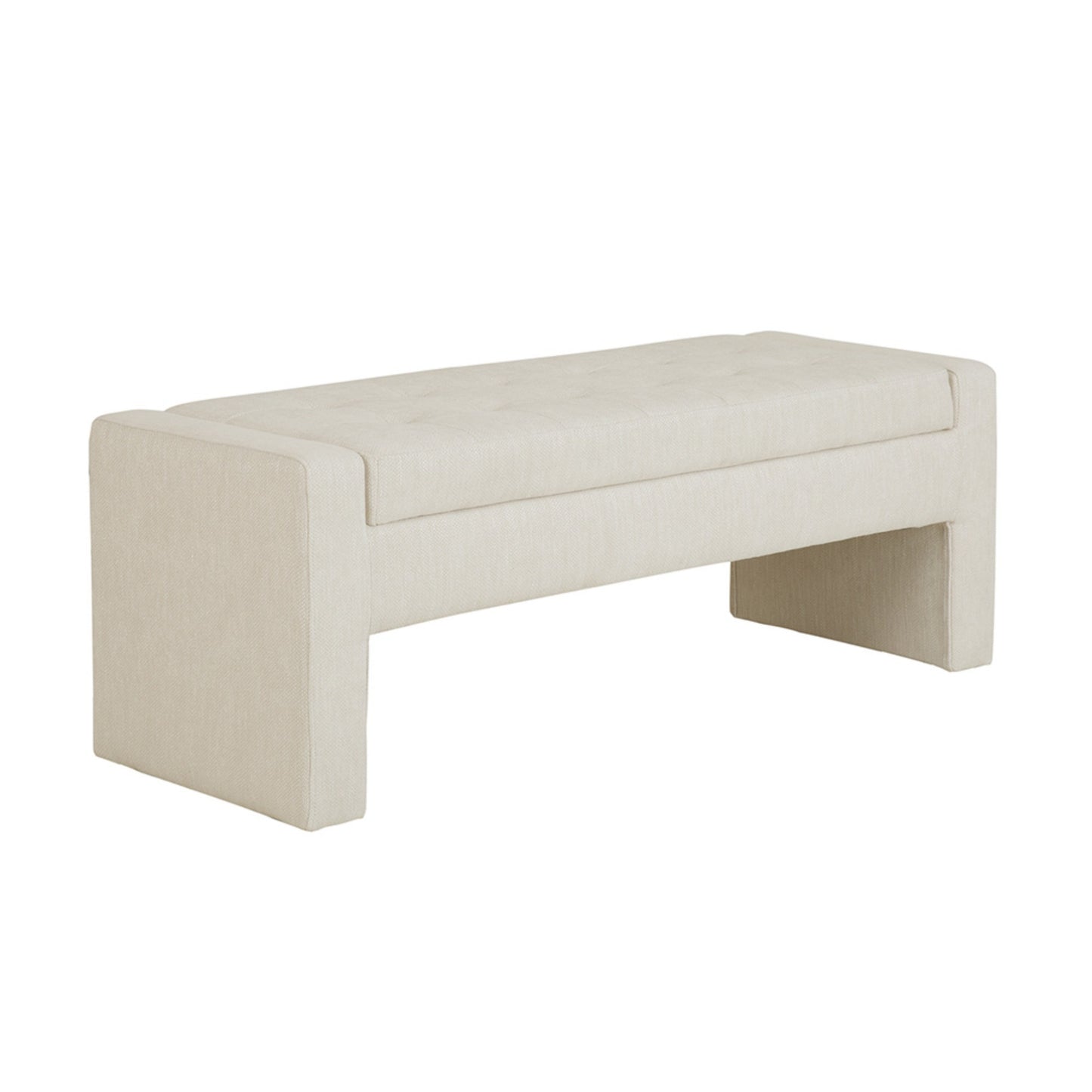 Elegant Soft Close Storage Bench Cream Polyester Upholstery 50.5'