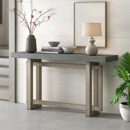 U_STYLE 59.1'' Painted Entryway Table with Pine Veneer,Unique Triple Rectangle Design Console Table with Thick Pine Wood Legs,Extra Long Sofa Table Versatile for Hallway, Living Room,Kitchen
