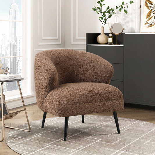 Luxury Living Room Furniture 1pc Accent Chair Brown Boucle Upholstery, High-Density Foam Seat Cushions